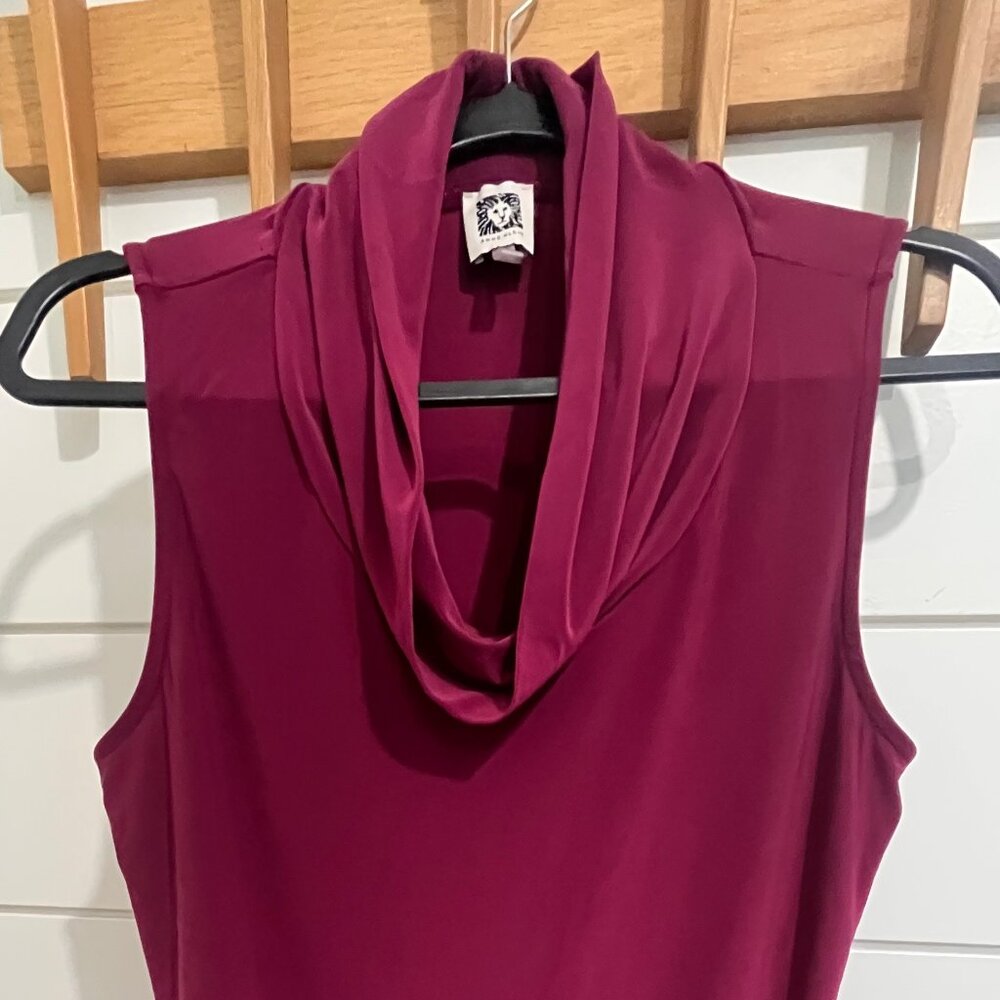 Ann Klein Burgundy Cowl Blouse